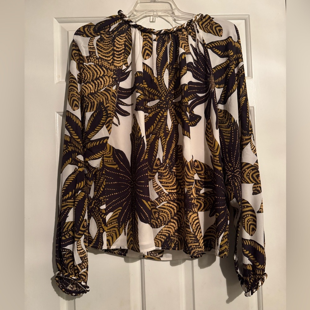 Marie Oliver Piper Agave Blouse in Brown and Cream